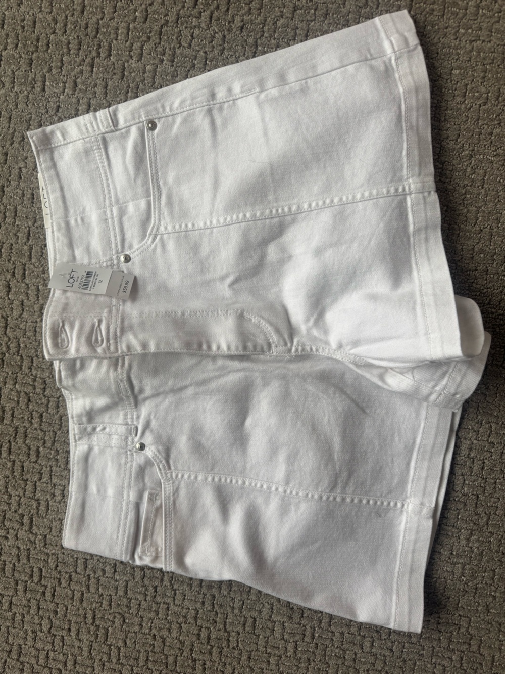 LOFT High-Rise White Denim Shorts